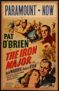 4c343 IRON MAJOR WC '43 Pat O'Brien plays football in the military, great sports art!