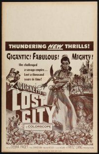4c349 JOURNEY TO THE LOST CITY Benton WC '60 directed by Fritz Lang, art of sexy Debra Paget!