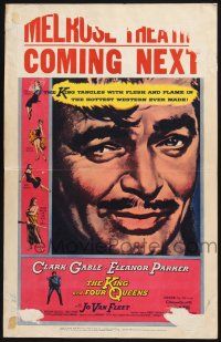 4c350 KING & FOUR QUEENS WC '57 super close up art of Clark Gable + Eleanor Parker & sexy babes!