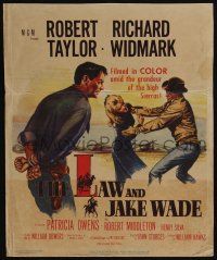 4c351 LAW & JAKE WADE WC '58 artwork of Robert Taylor, Richard Widmark & Patricia Owens!