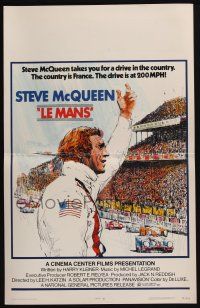 4c352 LE MANS WC '71 Tom Jung artwork of race car driver Steve McQueen waving at fans!