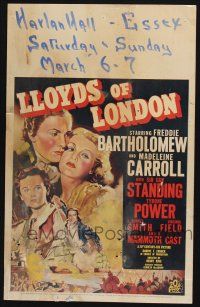 4c356 LLOYD'S OF LONDON WC '36 wonderful colorful art montage of Bartholomew, Carroll & Power!