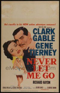 4c379 NEVER LET ME GO WC '53 romantic close up of Clark Gable & sexy Gene Tierney!