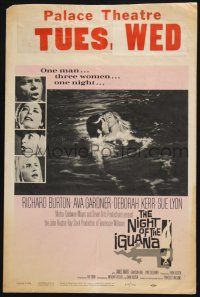 4c380 NIGHT OF THE IGUANA WC '64 Richard Burton, Ava Gardner, Sue Lyon, Deborah Kerr, John Huston