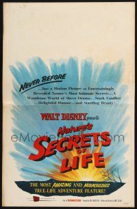 4c427 SECRETS OF LIFE WC '56 Disney's most amazing & miraculous True Life Adventure feature!