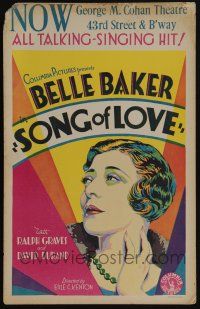 4c443 SONG OF LOVE WC '29 great art of forgotten Jewish vaudeville singer Belle Baker!