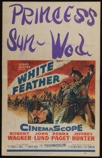 4c476 WHITE FEATHER WC '55 art of Robert Wagner & Native American Debra Paget!