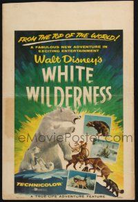 4c477 WHITE WILDERNESS WC '58 Disney, cool art of polar bear & arctic animals on top of world!
