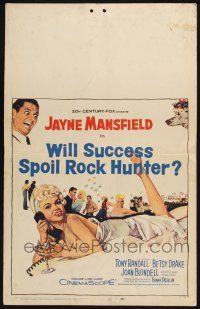 4c479 WILL SUCCESS SPOIL ROCK HUNTER WC '57 art of sexy Jayne Mansfield wearing only a sheet!