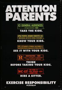 4d070 ATTENTION PARENTS 1sh '00 MPAA rating guide for adults, exercise responsibility!