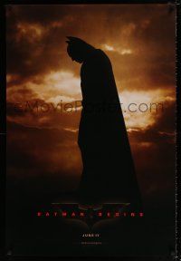 4d085 BATMAN BEGINS June 17 teaser DS 1sh '05 full length Christian Bale as the Caped Crusader!