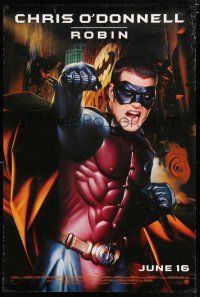 4d086 BATMAN FOREVER advance 1sh '95 cool image of angry Chris O'Donnell as Robin!