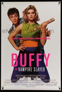 4d122 BUFFY THE VAMPIRE SLAYER 1sh '92 great image of Kristy Swanson & Luke Perry!