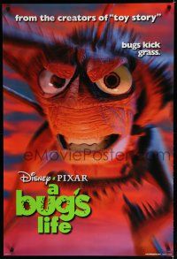 4d126 BUG'S LIFE teaser DS 1sh '98 Walt Disney Pixar CG cartoon, c/u of grasshopper!