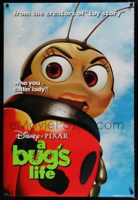 4d128 BUG'S LIFE teaser DS 1sh '98 Walt Disney, Pixar, CG, ladybug, who you callin' lady?!