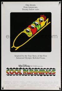 4d159 COOL RUNNINGS DS 1sh '93 John Candy, wacky Jamaican bobsledding team art!