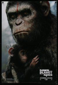 4d183 DAWN OF THE PLANET OF THE APES style B int'l teaser DS 1sh '14 close-up of Caesar w/ his son!