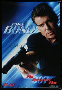 4d201 DIE ANOTHER DAY teaser 1sh '02 cool image of Pierce Brosnan as James Bond pointing gun!