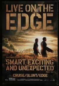 4d227 EDGE OF TOMORROW review style teaser DS 1sh '14 Tom Cruise & Emily Blunt, live on the edge!