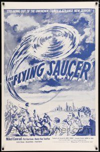 4d266 FLYING SAUCER military 1sh R53 cool sci-fi artwork of UFOs from space & terrified people!