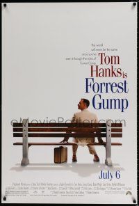 4d269 FORREST GUMP advance 1sh '94 Tom Hanks waiting for the bus, Robert Zemeckis!