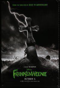 4d271 FRANKENWEENIE teaser DS 1sh '12 Tim Burton, horror image of wacky graveyard!