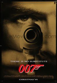 4d300 GOLDENEYE advance DS 1sh '95 Pierce Brosnan as secret agent James Bond 007, cool close-up!