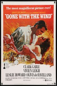 4d305 GONE WITH THE WIND 1sh R80s Clark Gable, Vivien Leigh, Terpning artwork, all-time classic!