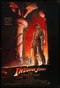 4d381 INDIANA JONES & THE TEMPLE OF DOOM 1sh '84 adventure is Ford's name, Bruce Wolfe art!