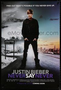 4d426 JUSTIN BIEBER: NEVER SAY NEVER color style int'l advance DS 1sh '11 cool image of the star!