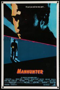 4d473 MANHUNTER 1sh '86 Hannibal Lector, Red Dragon, art of William Petersen w/gun!