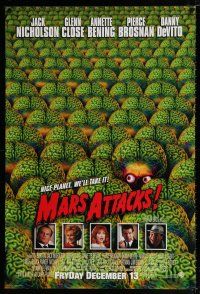 4d475 MARS ATTACKS! aliens style int'l advance DS 1sh '96 directed by Tim Burton, cool image!