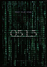 4d476 MATRIX RELOADED 05.15 holofoil teaser 1sh '03 Keanu Reeves, Carrie-Anne Moss, free your mind!