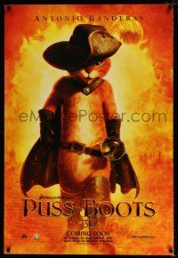 4d581 PUSS IN BOOTS orange style teaser DS 1sh '11 voice of Antonio Banderas in title role!