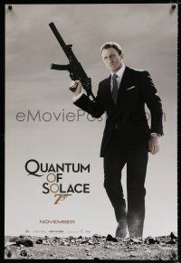 4d584 QUANTUM OF SOLACE teaser DS 1sh '08 Daniel Craig as Bond with silenced H&K submachine gun!