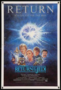 4d602 RETURN OF THE JEDI 1sh R85 George Lucas classic, Mark Hamill, Ford, Tom Jung art!