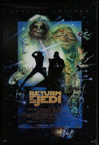 4d605 RETURN OF THE JEDI style E advance 1sh R97 George Lucas classic, Mark Hamill, Harrison Ford