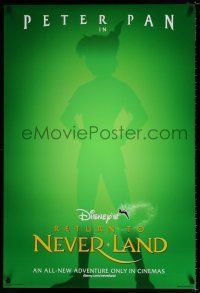4d606 RETURN TO NEVERLAND int'l DS 1sh '02 cool outline artwork of Peter Pan!