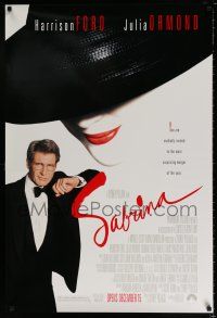 4d632 SABRINA advance 1sh '95 suave Harrison Ford in tuxedo, sexy Julia Ormond in hat!