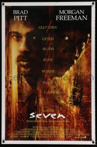 4d647 SEVEN 1sh '95 David Fincher, Morgan Freeman, Brad Pitt, deadly sins!