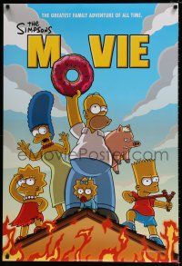 4d669 SIMPSONS MOVIE style C int'l DS 1sh '07 Groening art of Homer, Bart, Marge, Maggie and Lisa!