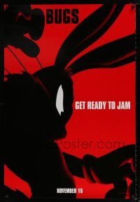 4d688 SPACE JAM teaser DS 1sh '96 basketball, cool silhouette artwork of Bugs Bunny!
