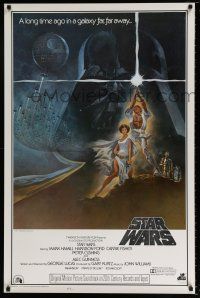 4d718 STAR WARS soundtrack style A 1sh '77 George Lucas classic sci-fi epic, art by Tom Jung!
