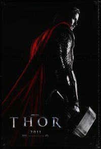 4d752 THOR teaser DS 1sh '11 cool image of Chris Hemsworth w/classic hammer!