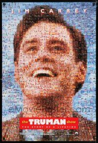 4d776 TRUMAN SHOW teaser DS 1sh '98 really cool mosaic art of Jim Carrey, Peter Weir