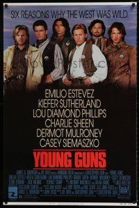 4d847 YOUNG GUNS 1sh '88 Emilio Estevez, Charlie Sheen, Kiefer Sutherland, Lou Diamond Phillips!