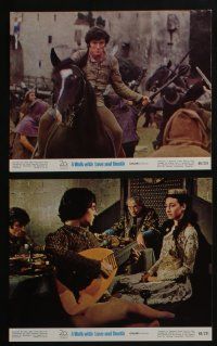 4e172 WALK WITH LOVE & DEATH 8 color 8x10 stills '69 John Huston, one with topless Anjelica Huston!