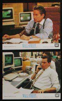 4e177 WALL STREET 8 color English FOH LCs '87 Michael Douglas, Charlie Sheen, Hannah, Oliver Stone!