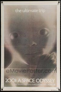 4f007 2001: A SPACE ODYSSEY 1sh R74 Stanley Kubrick, close up of star child, the ultimate trip!