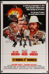 4f008 21 HOURS AT MUNICH 1sh '76 cool art of William Holden, Franco Nero with grenade!
